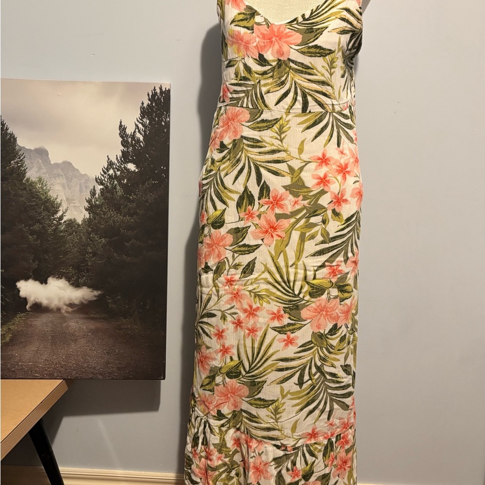 Hurley Floral Maxi Dress in Pink, Green & Cream